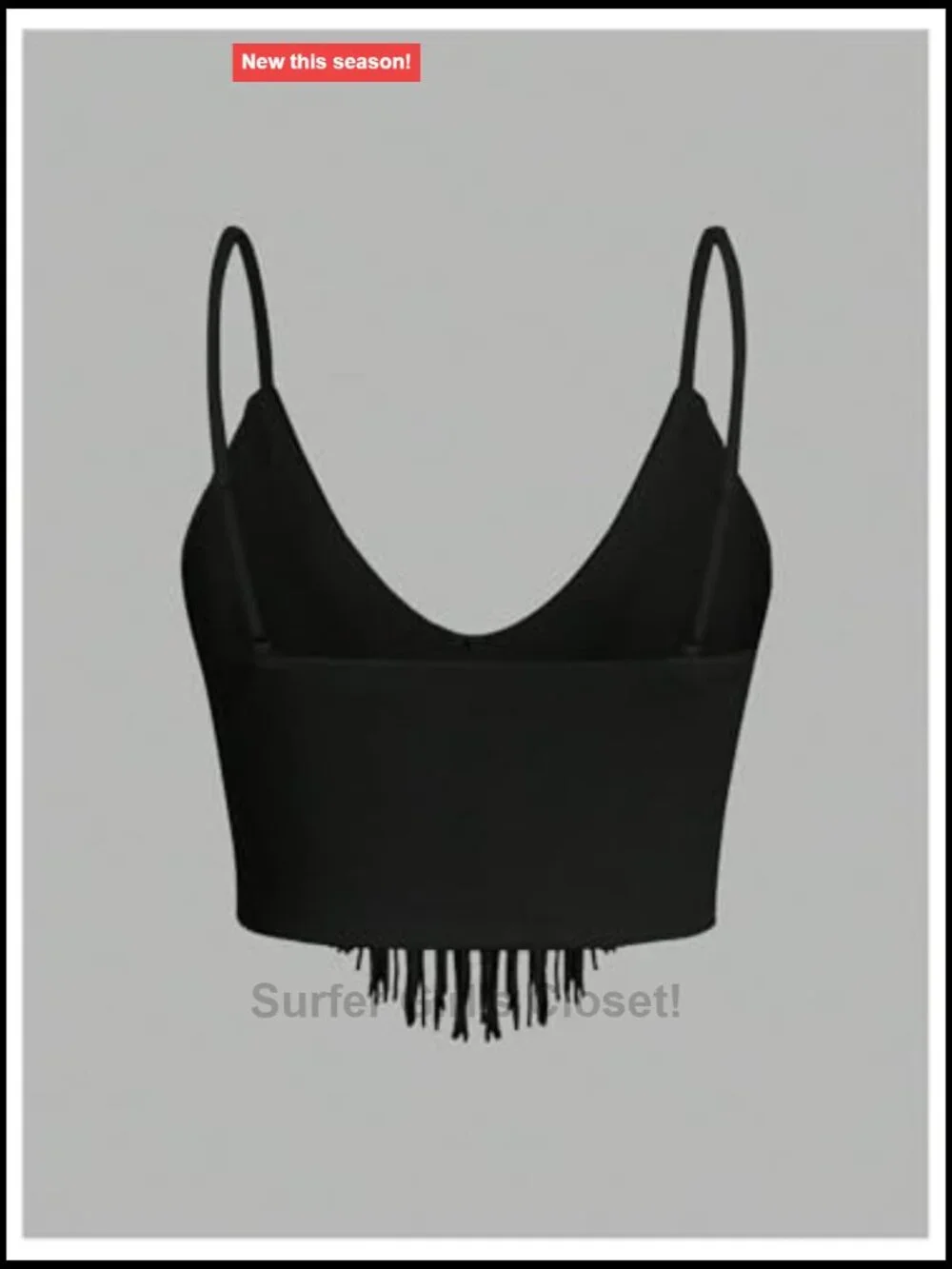 Fringe Trim V Neck Sleeveless Cami Top Tassel Crop